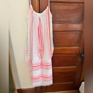 Lemlem White Dress with Pink and Orange Accents